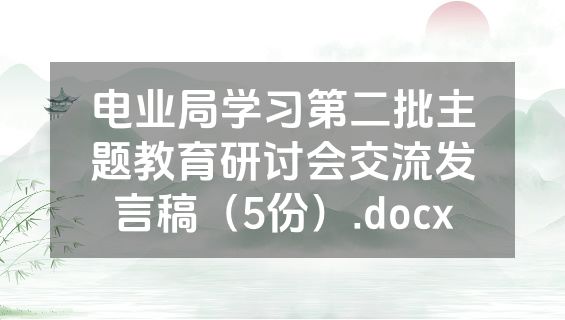电业局学习第二批主题教育研讨会交流发言稿（5份）.docx