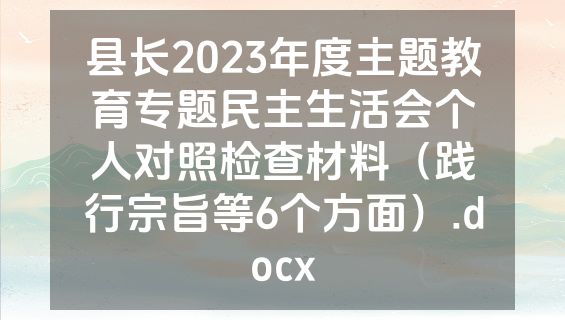 县长2023年度主题教育专题民主生活会个人对照检查材料（践行宗旨等6个方面）.docx