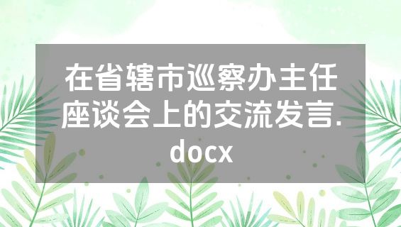 在省辖市巡察办主任座谈会上的交流发言.docx
