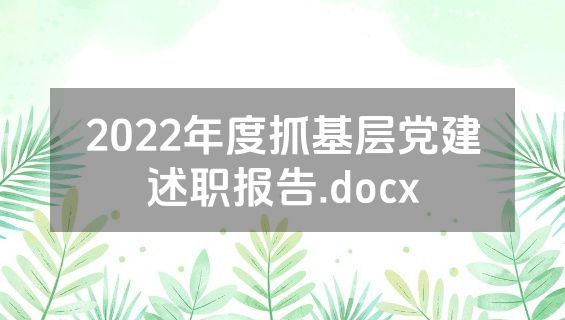 2022年度抓基层党建述职报告.docx