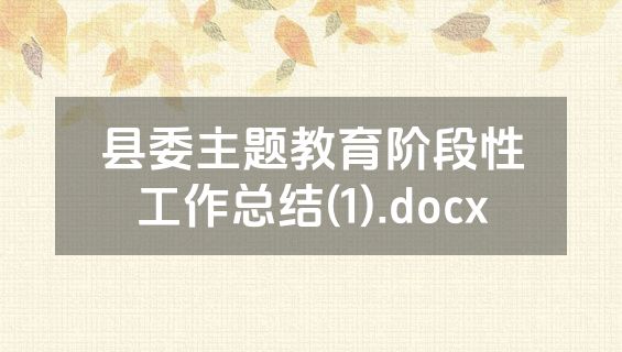 县委主题教育阶段性工作总结(1).docx