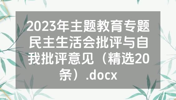 2023年主题教育专题民主生活会批评与自我批评意见（精选20条）.docx