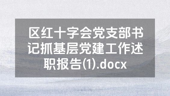 区红十字会党支部书记抓基层党建工作述职报告(1).docx