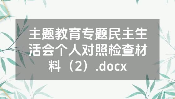 主题教育专题民主生活会个人对照检查材料（2）.docx
