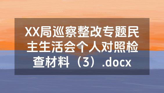 XX局巡察整改专题民主生活会个人对照检查材料（3）.docx