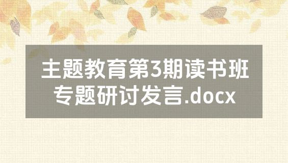 主题教育第3期读书班专题研讨发言.docx