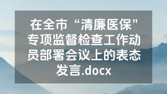 在全市“清廉医保”专项监督检查工作动员部署会议上的表态发言.docx