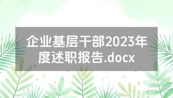 企业基层干部2023年度述职报告.docx