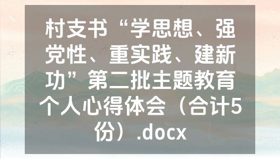 村支书“学思想、强党性、重实践、建新功”第二批主题教育个人心得体会（合计5份）.docx