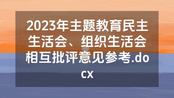 2023年主题教育民主生活会、组织生活会相互批评意见参考.docx