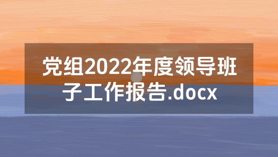 党组2022年度领导班子工作报告.docx
