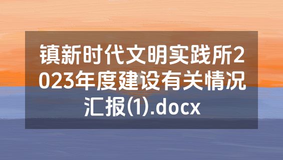 镇新时代文明实践所2023年度建设有关情况汇报(1).docx