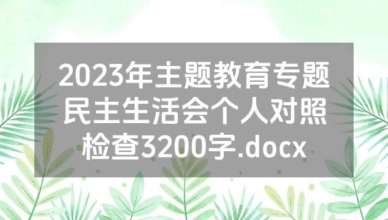 2023年主题教育专题民主生活会个人对照检查3200字.docx