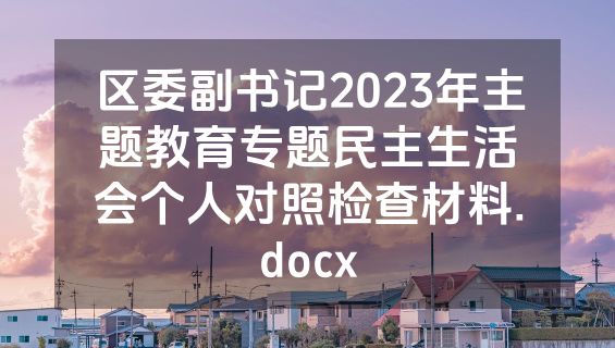 区委副书记2023年主题教育专题民主生活会个人对照检查材料.docx