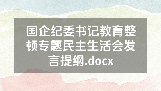 国企纪委书记教育整顿专题民主生活会发言提纲.docx