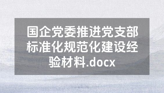 国企党委推进党支部标准化规范化建设经验材料.docx