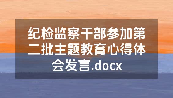 纪检监察干部参加第二批主题教育心得体会发言.docx