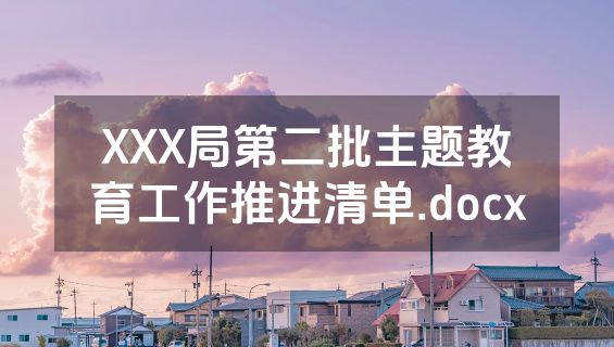 XXX局第二批主题教育工作推进清单.docx