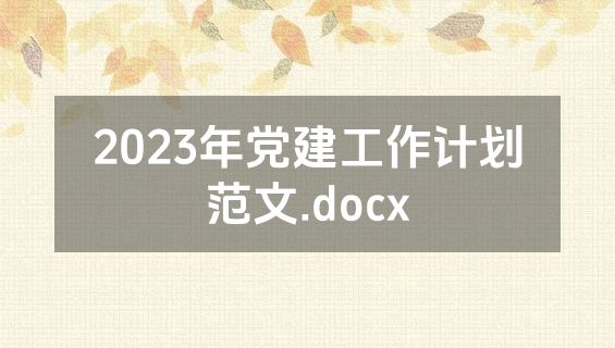 2023年党建工作计划范文.docx