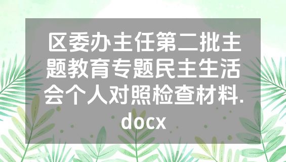 区委办主任第二批主题教育专题民主生活会个人对照检查材料.docx