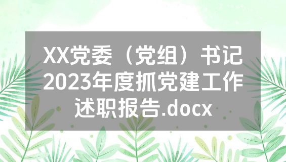 XX党委（党组）书记2023年度抓党建工作述职报告.docx