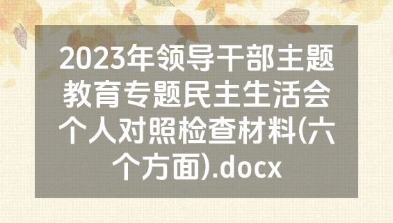 2023年领导干部主题教育专题民主生活会个人对照检查材料(六个方面).docx
