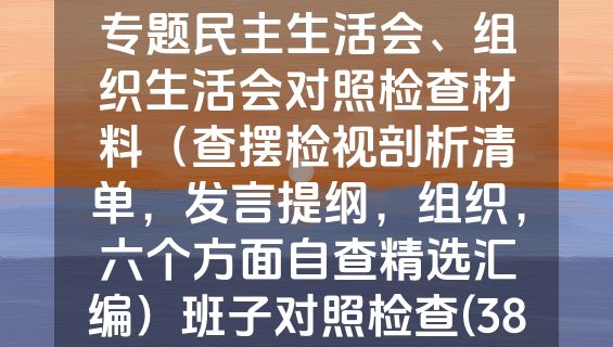 班子2023年主题教育专题民主生活会、组织生活会对照检查材料（查摆检视剖析清单，发言提纲，组织，六个方面自查精选汇编）班子对照检查(38篇）.docx
