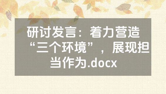 研讨发言：着力营造“三个环境”，展现担当作为.docx