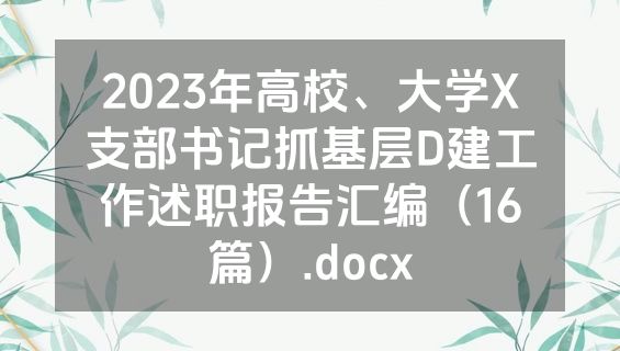 2023年高校、大学X支部书记抓基层D建工作述职报告汇编（16篇）.docx