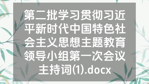 第二批学习贯彻习近平新时代中国特色社会主义思想主题教育领导小组第一次会议主持词(1).docx