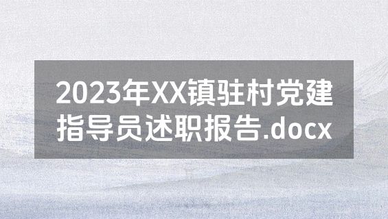 2023年XX镇驻村党建指导员述职报告.docx