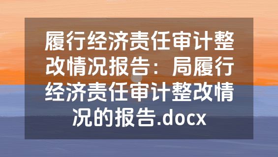 履行经济责任审计整改情况报告：局履行经济责任审计整改情况的报告.docx