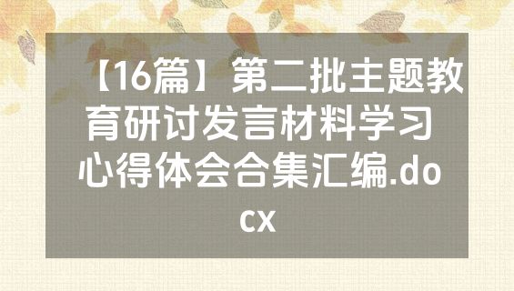 【16篇】第二批主题教育研讨发言材料学习心得体会合集汇编.docx