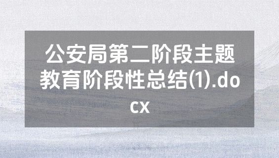 公安局第二阶段主题教育阶段性总结(1).docx