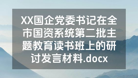 XX国企党委书记在全市国资系统第二批主题教育读书班上的研讨发言材料.docx