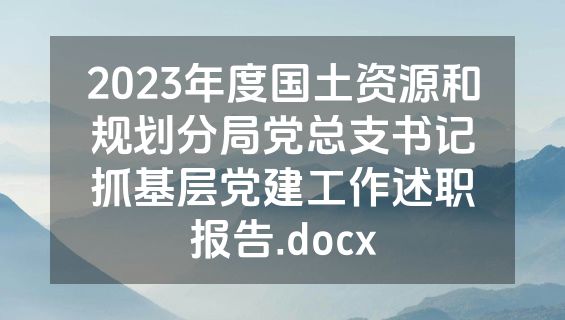 2023年度国土资源和规划分局党总支书记抓基层党建工作述职报告.docx