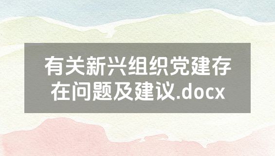 有关新兴组织党建存在问题及建议.docx