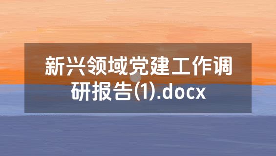 新兴领域党建工作调研报告(1).docx