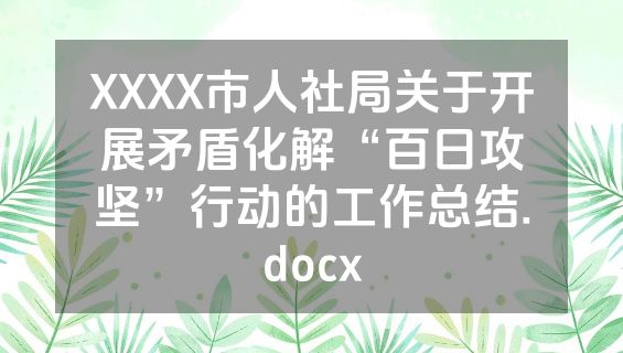 XXXX市人社局关于开展矛盾化解“百日攻坚”行动的工作总结.docx