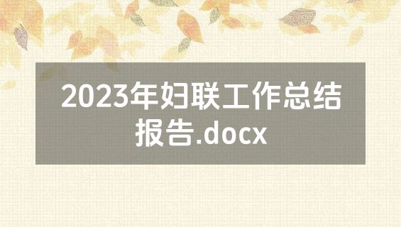 2023年妇联工作总结报告.docx