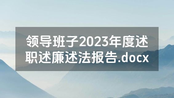 领导班子2023年度述职述廉述法报告.docx