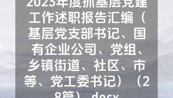 2023年度抓基层党建工作述职报告汇编（基层党支部书记、国有企业公司、党组、乡镇街道、社区、市等、党工委书记）（28篇）.docx