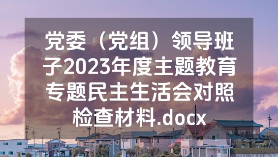 党委（党组）领导班子2023年度主题教育专题民主生活会对照检查材料.docx