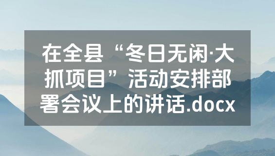 在全县“冬日无闲·大抓项目”活动安排部署会议上的讲话.docx