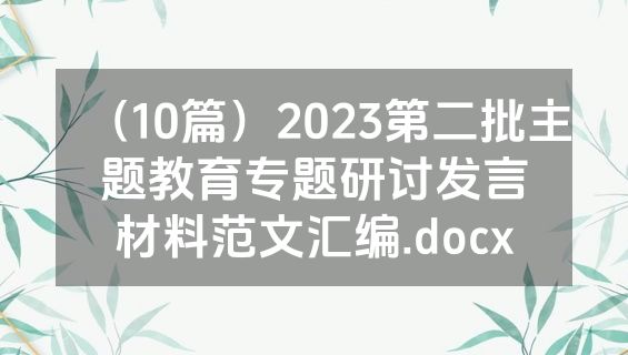 （10篇）2023第二批主题教育专题研讨发言材料范文汇编.docx
