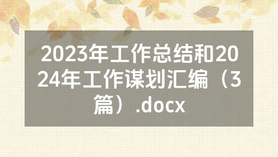2023年工作总结和2024年工作谋划汇编（3篇）.docx