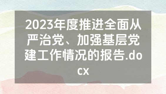 2023年度推进全面从严治党、加强基层党建工作情况的报告.docx