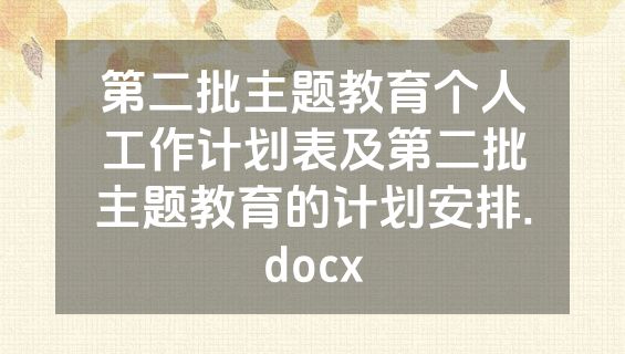 第二批主题教育个人工作计划表及第二批主题教育的计划安排.docx