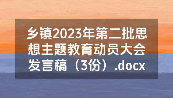 乡镇2023年第二批思想主题教育动员大会发言稿（3份）.docx