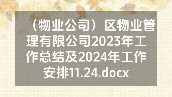 （物业公司）区物业管理有限公司2023年工作总结及2024年工作安排11.24.docx